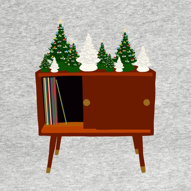 Mid Century Credenza with Ceramic Christmas trees by jenblove